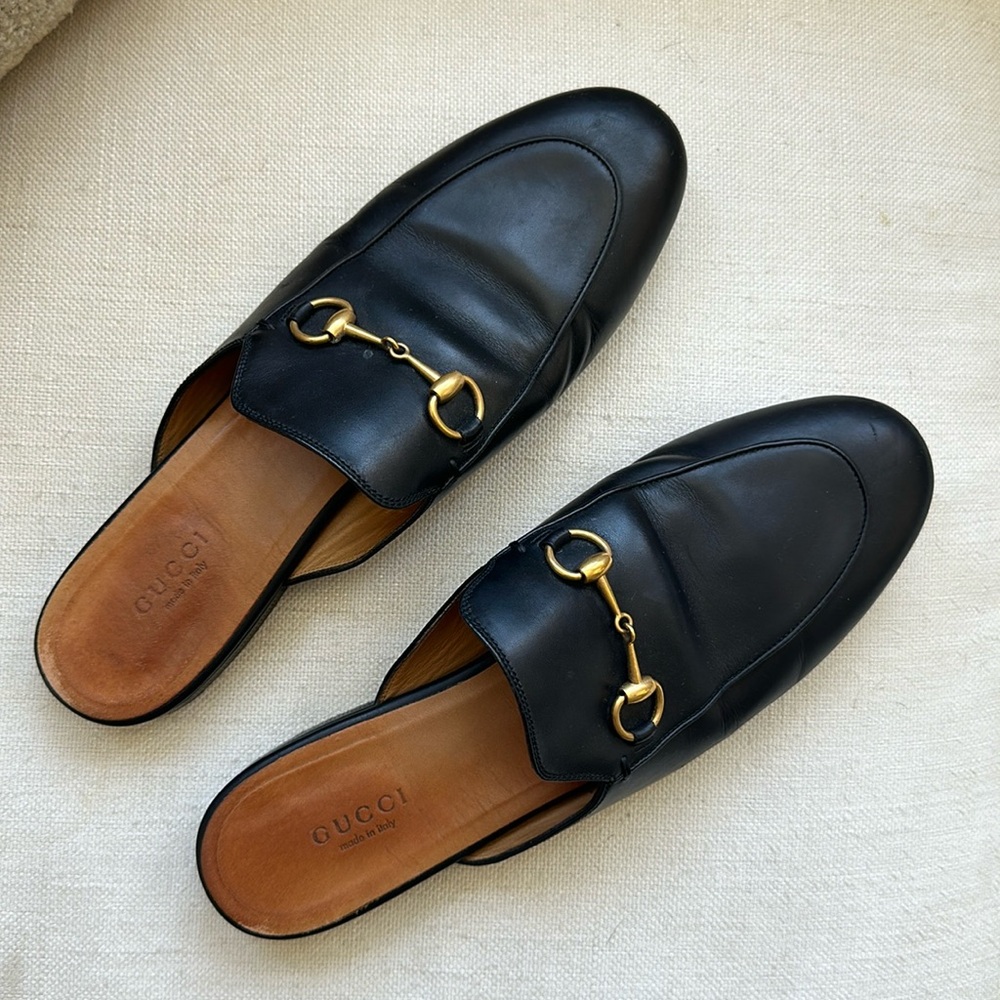 FINAL PRICE 🔥Gucci Princeton Leather Mule Slipper 38.5 AUTHENTIC GREAT Conditio